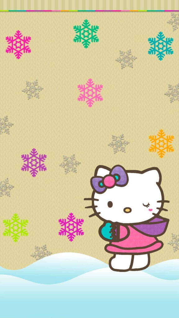 Charming Hello Kitty Holiday Wallpaper with Cozy Winter Vibes