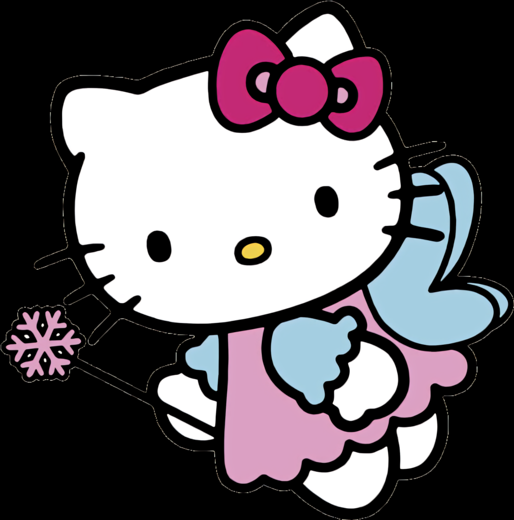 Hello Kitty Winter Wallpaper: Charming Snowflake Outfit Design