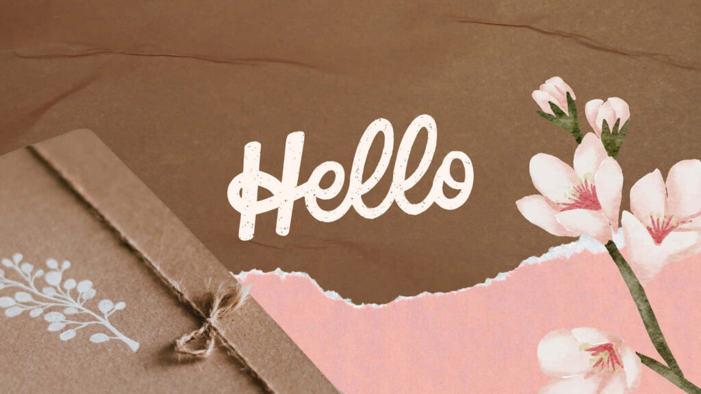 Charming Handwritten Hello Wallpaper with Vintage Floral Elegance