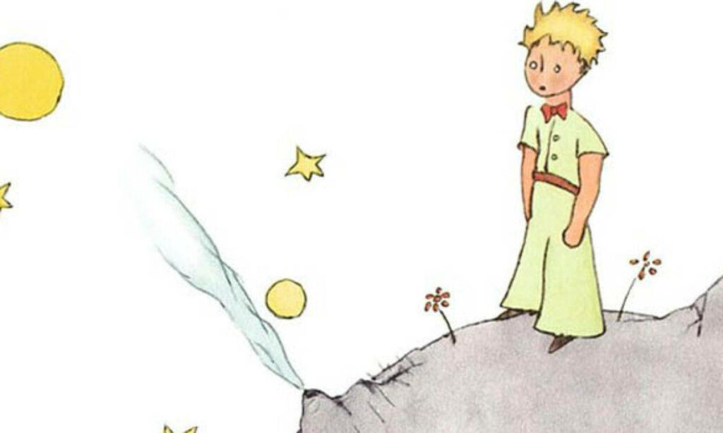 Whimsical Little Prince Art: Minimalist Wallpaper of Stars & Planets
