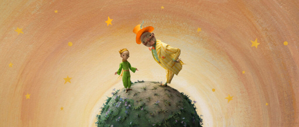 Whimsical Little Prince & Vain Man Wallpaper with Starry Background
