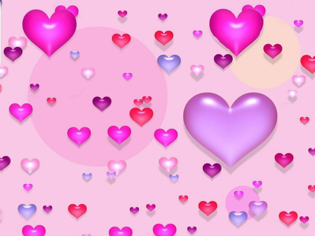Charming Love Heart Balloon Wallpaper on Soft Pink Background