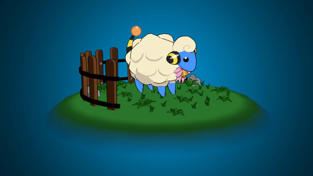Charming Mareep Wallpaper - Electric Sheep on a Serene Ranch