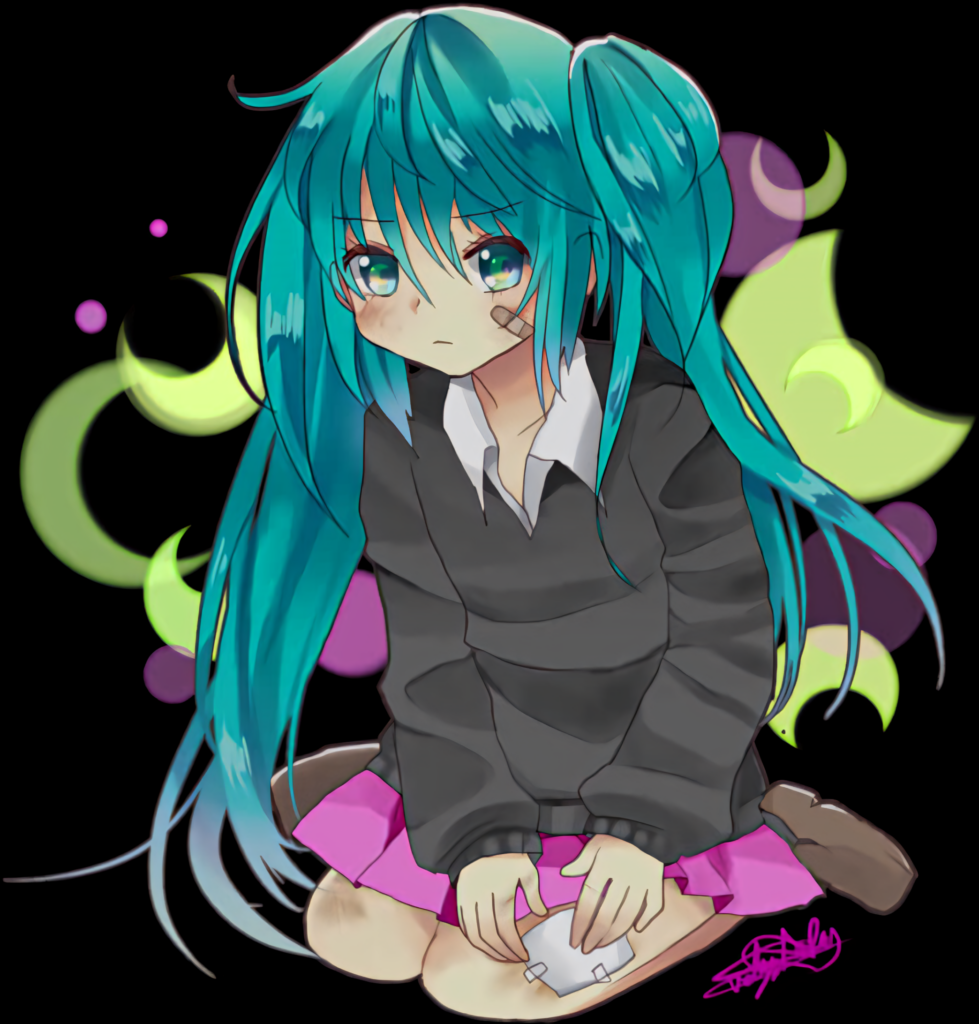 Charming Chibi Miku Hatsune Illustration - Wallpaper Background