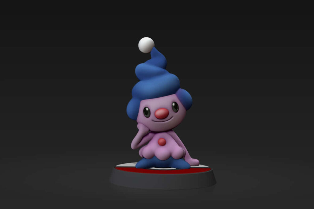 Cheerful Mime Jr. Pokémon Wallpaper on Vibrant Circular Platform