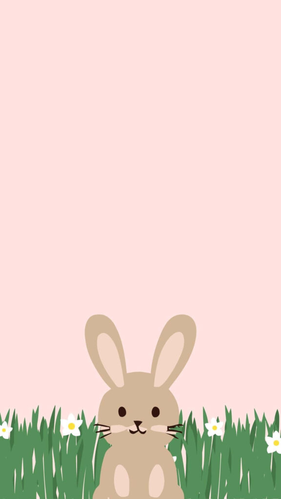 Charming Minimalist Bunny Wallpaper: Spring-Inspired Design