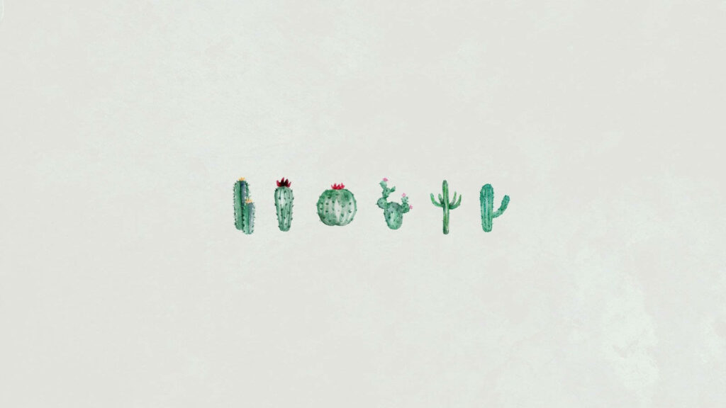 Charming Minimalist Cacti Wallpaper for a Serene Background