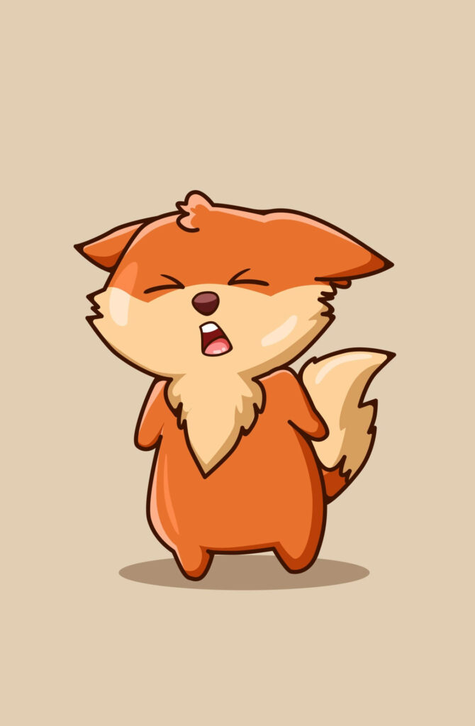 Minimalist Fox Wallpaper: Cute Cartoon Design on Beige Background