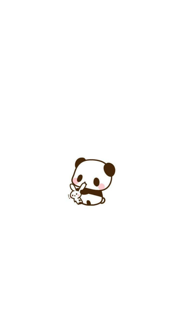Charming Panda Cartoon Wallpaper with Plushie - Minimalist Design