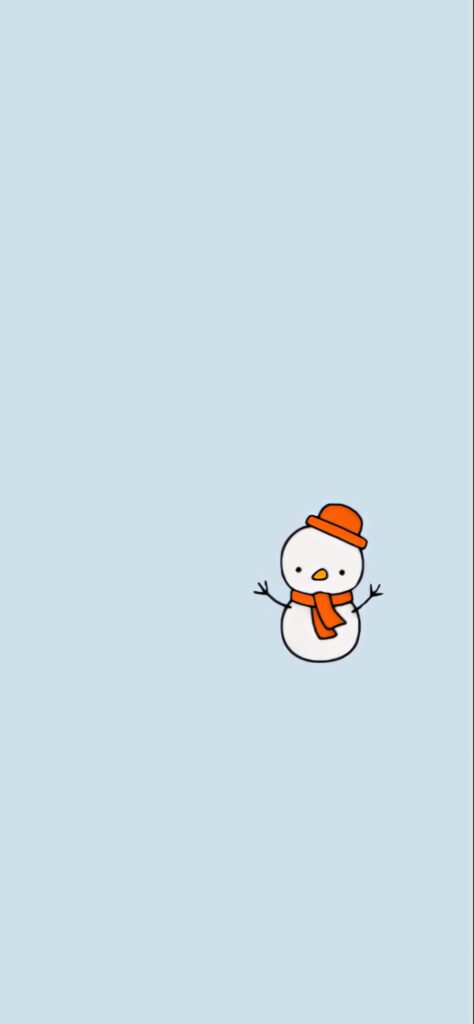 Cute Snowman Wallpaper: Minimalist Design on Light Blue Background