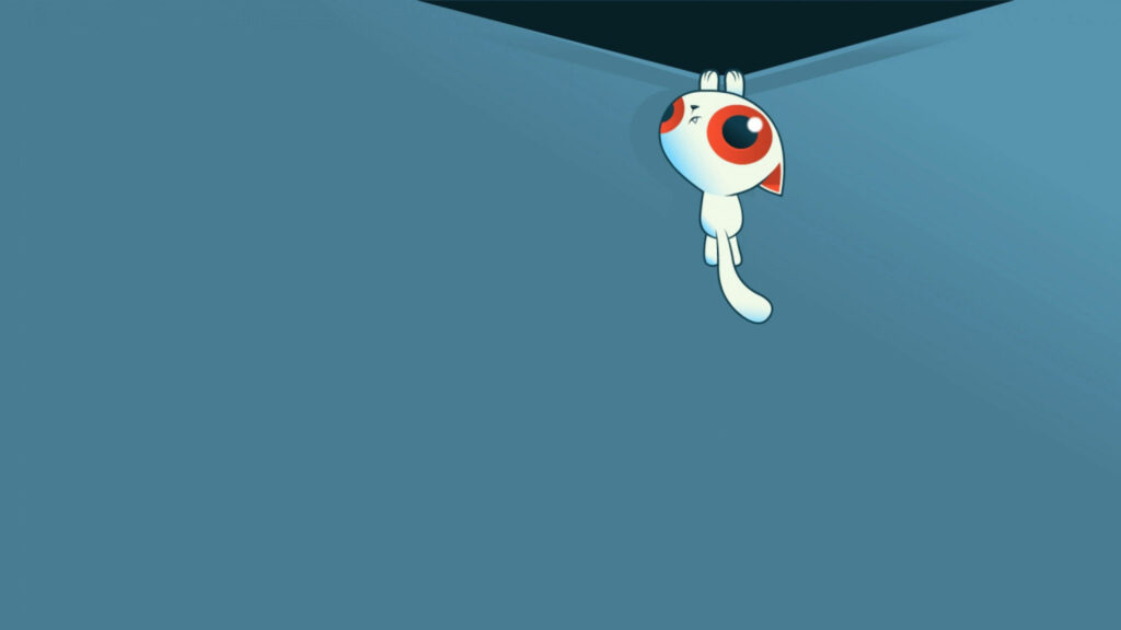 Cute Minimalist Character Wallpaper on Serene Blue Background