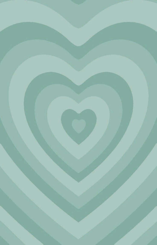 Whimsical Mint Green Heart Wallpaper - Charming Soothing Design