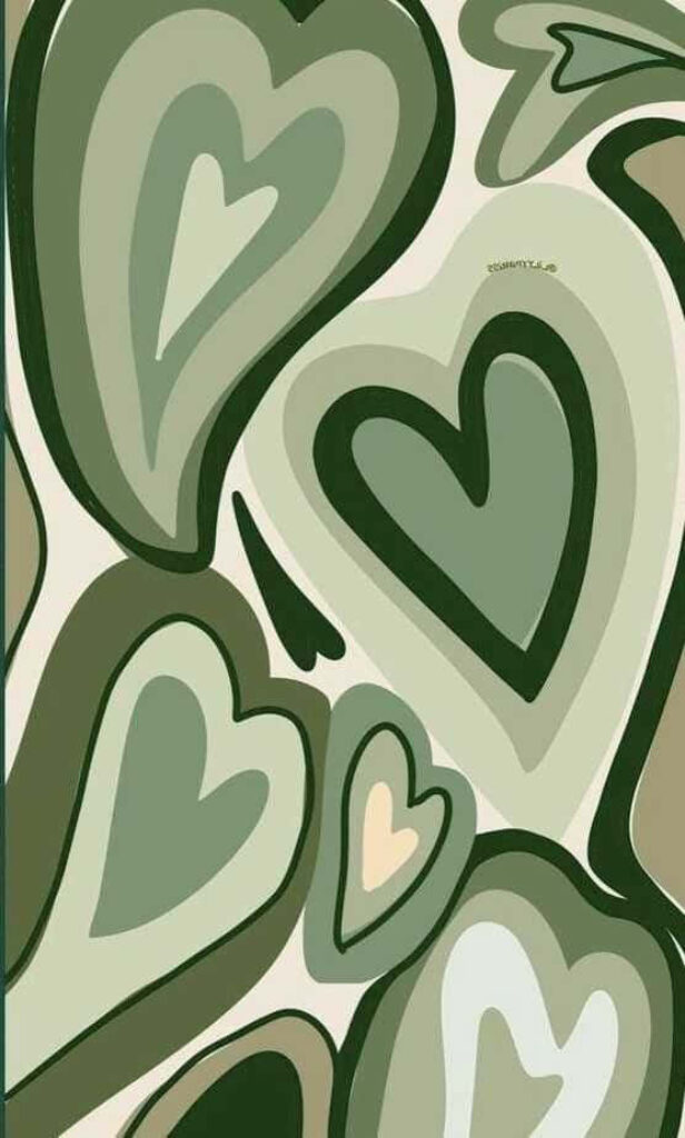 Charming Mint Green Hearts Wallpaper Background - Stylish & Soothing Design