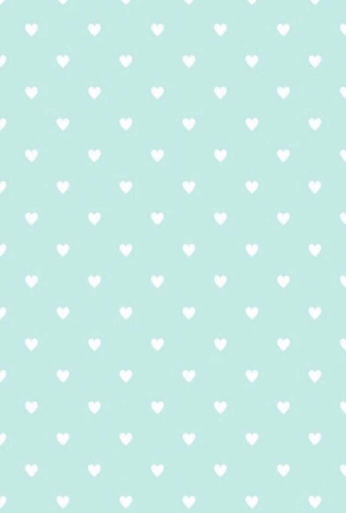 Charming Mint Green Wallpaper with Playful White Heart Pattern