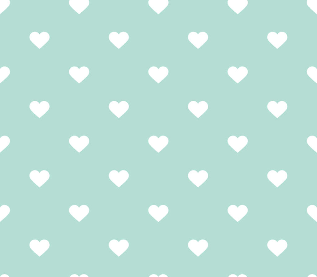 Sweet Heart Pattern Wallpaper: Mint Green Background Design