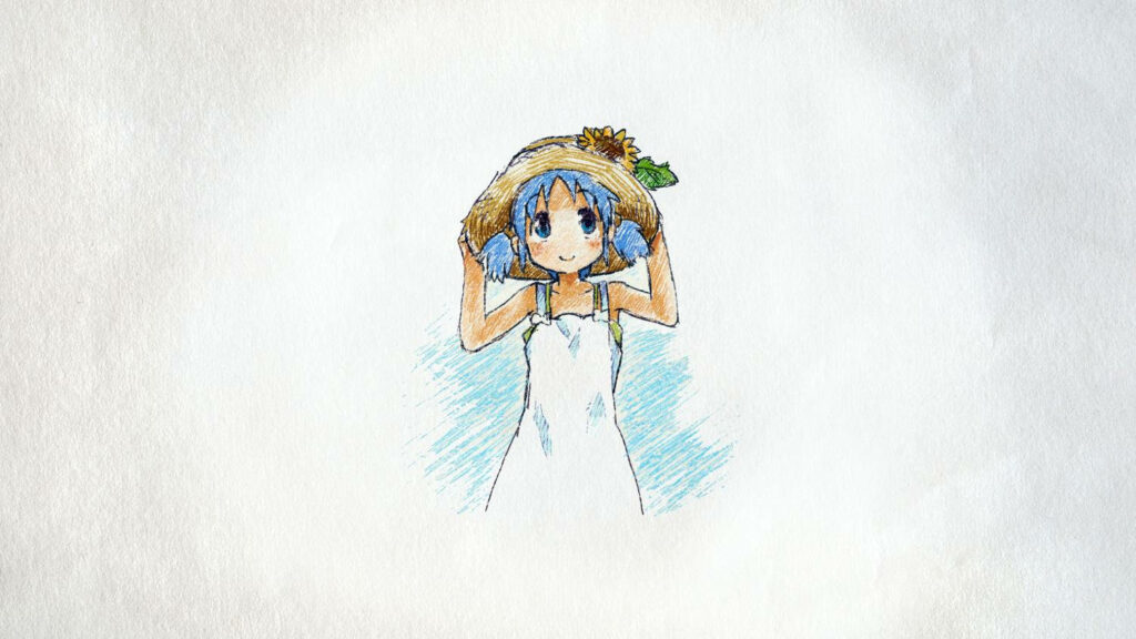 Mio from Nichijou in Charming Summer Wallpaper - Hand-Drawn Art
