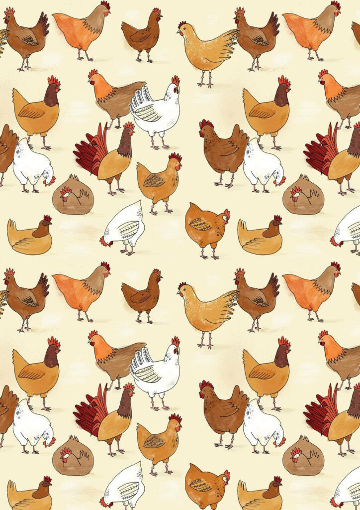 Charming Mother Hens & Chicks Wallpaper - Countryside Background Decor