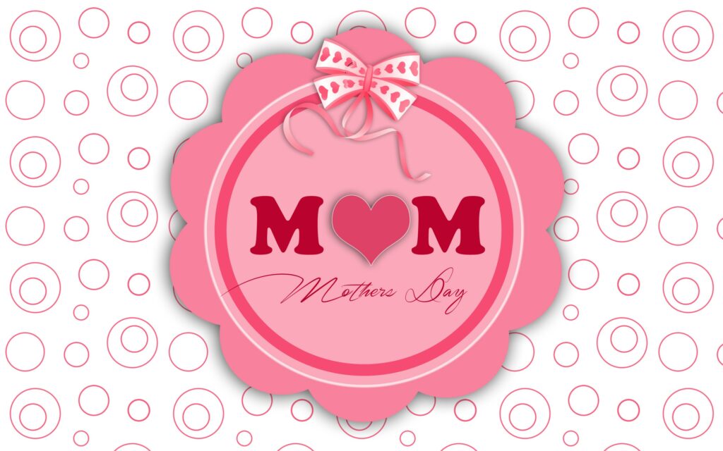 Charming Mother's Day 2015 Wallpaper: Heart, MOM & Ribbon Design