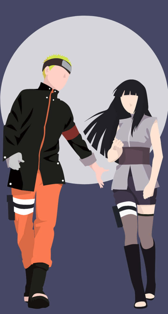 Charming Naruto & Hinata Vector Wallpaper: Moonlit Bond Design