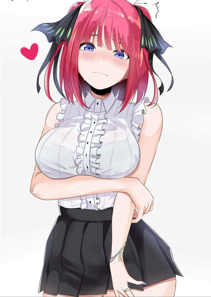 Nino Nakano Wallpaper: Charming Anime Style with Ruffles & Pink Hair