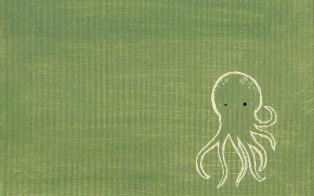 Charming Octopus Wallpaper: Whimsical Design on Muted Green Background
