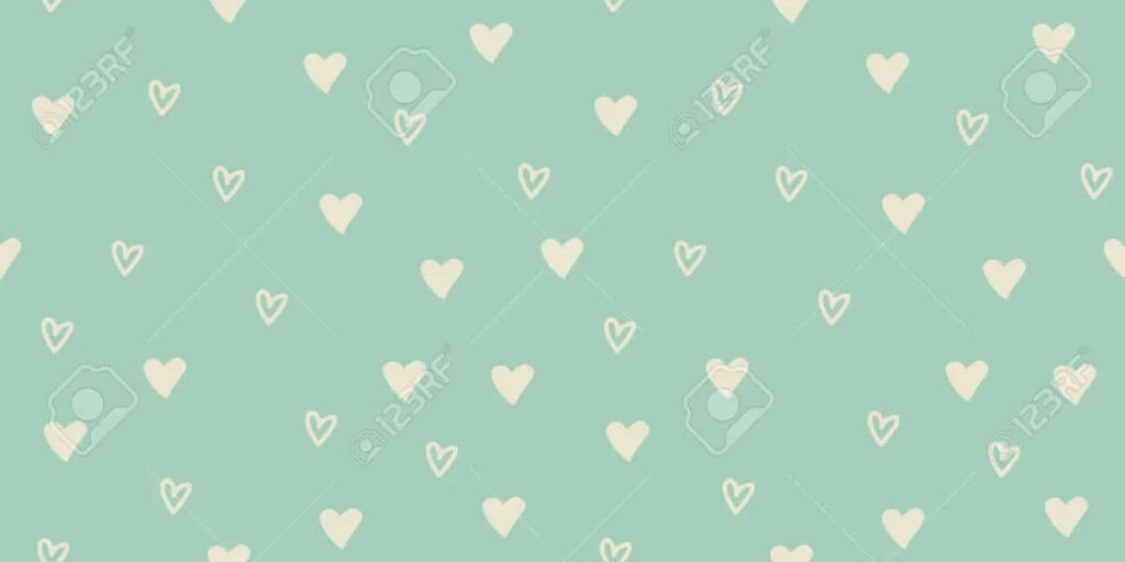 Charming Mint Green Wallpaper with Off-White Heart Design