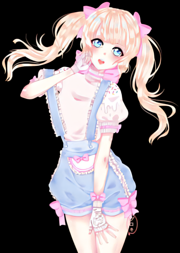 Charming Pastel Anime Girl Wallpaper - Cute Blue & Pink Design