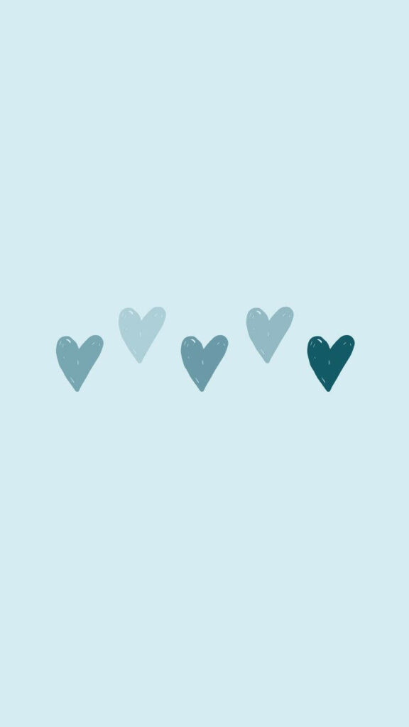 Charming Pastel Blue Heart Wallpaper | Minimalistic Elegant Background