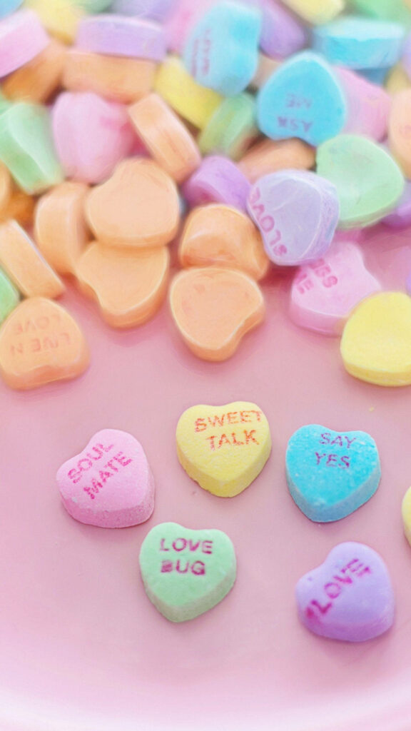 Charming Pastel Candy Heart iPhone Wallpaper - Romantic Background