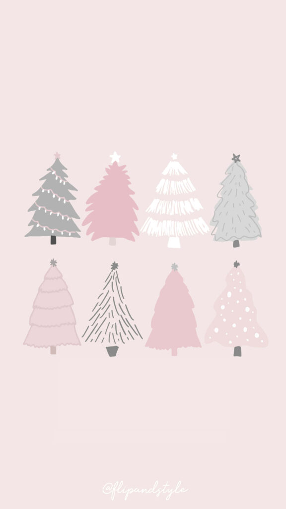 Charming Pastel Christmas Trees Wallpaper for a Cozy Holiday Spirit