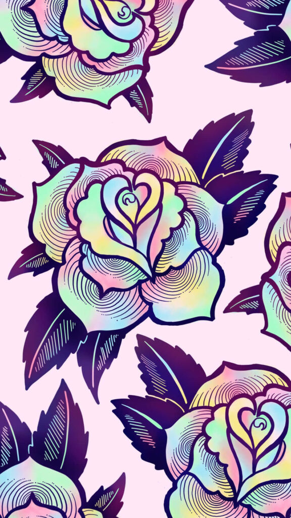 Pastel Floral Wallpaper: Cute Girly Aesthetic with Whimsical Design