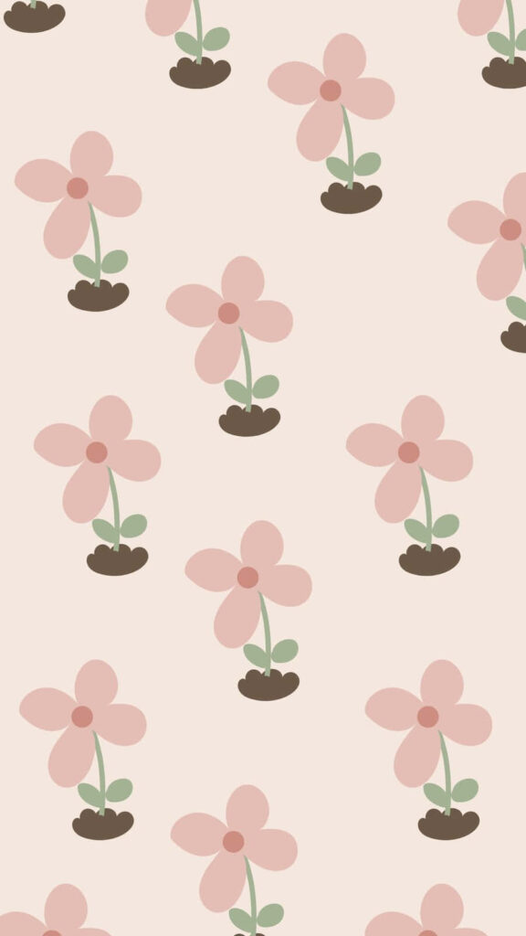 Charming Pastel Pink Flower Wallpaper for Minimalist Phone Background