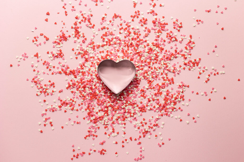 Pastel Pink Heart Cookie Cutter with Sprinkles - Soft Pink Wallpaper