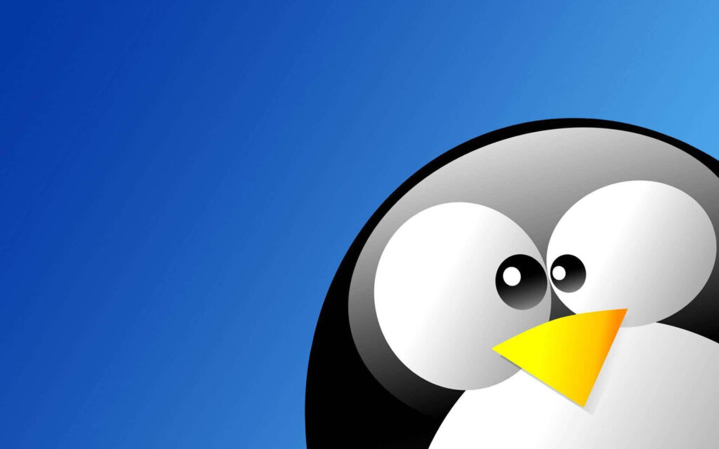 Playful Cartoon Penguin Wallpaper: Whimsical Blue Background Design