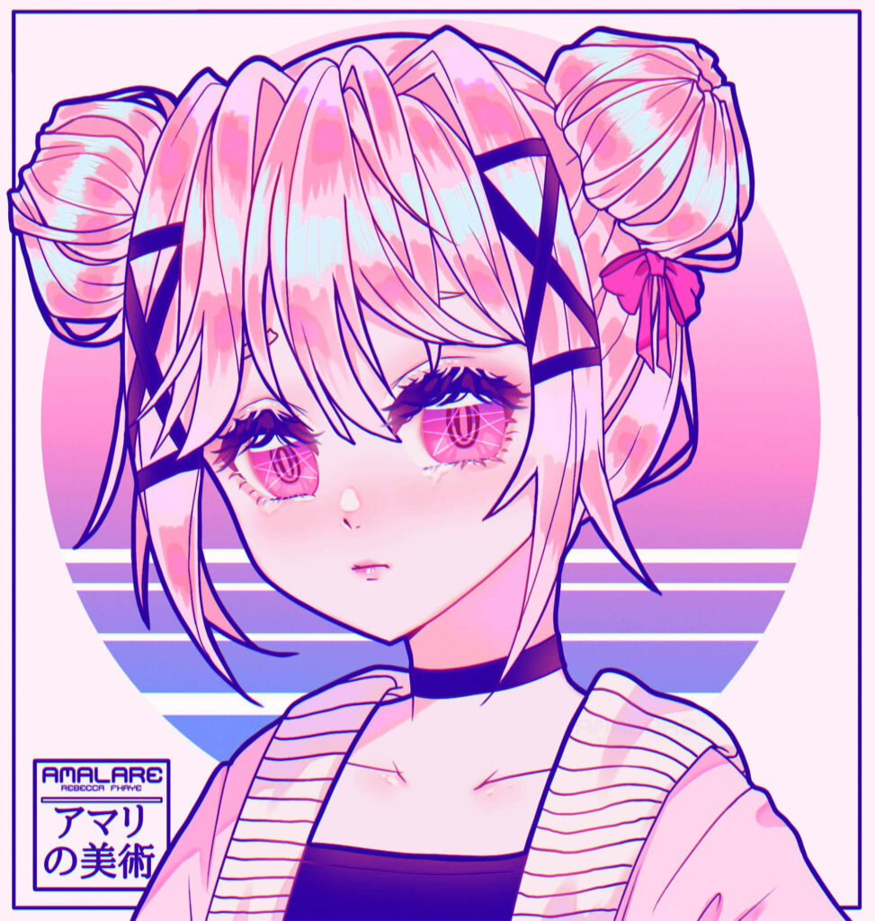 Charming Pink Anime Girl Wallpaper: Dreamy Pastel Aesthetic Background