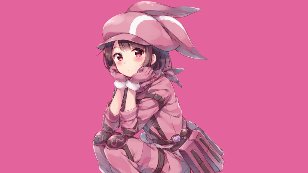 Charming Pink Aesthetic Wallpaper: Anime Character in Stylish Outfit