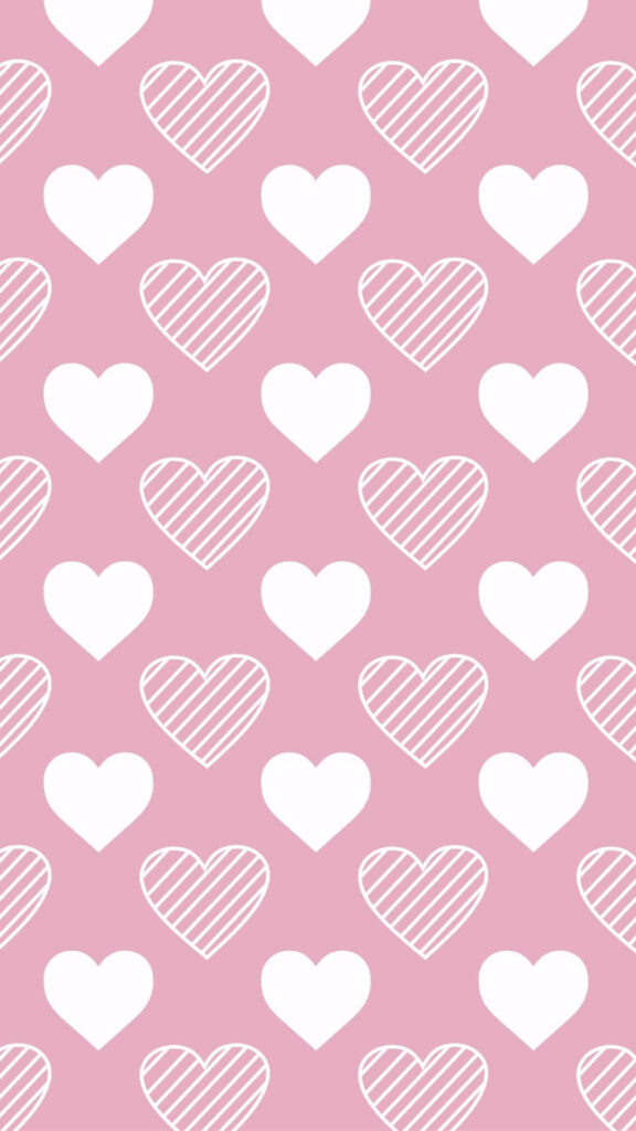 Charming Pink Wallpaper: Delicate Heart Pattern for a Romantic Vibe