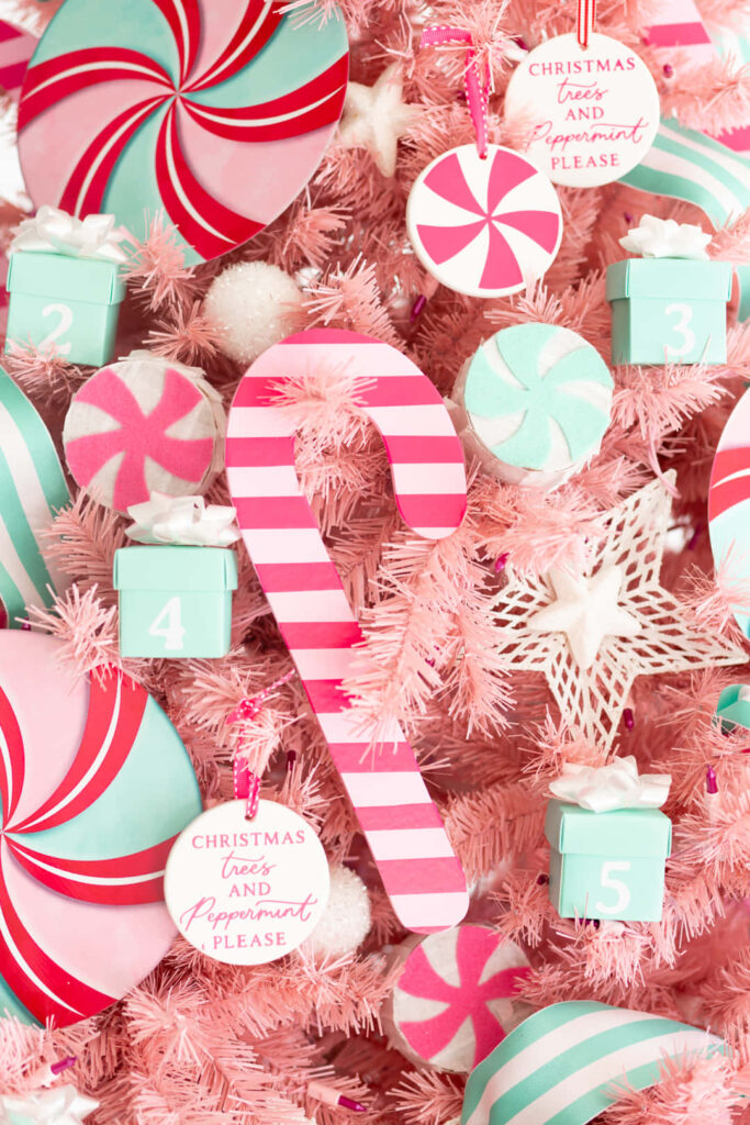 Whimsical Pink Christmas Tree Wallpaper for Festive Holiday Background