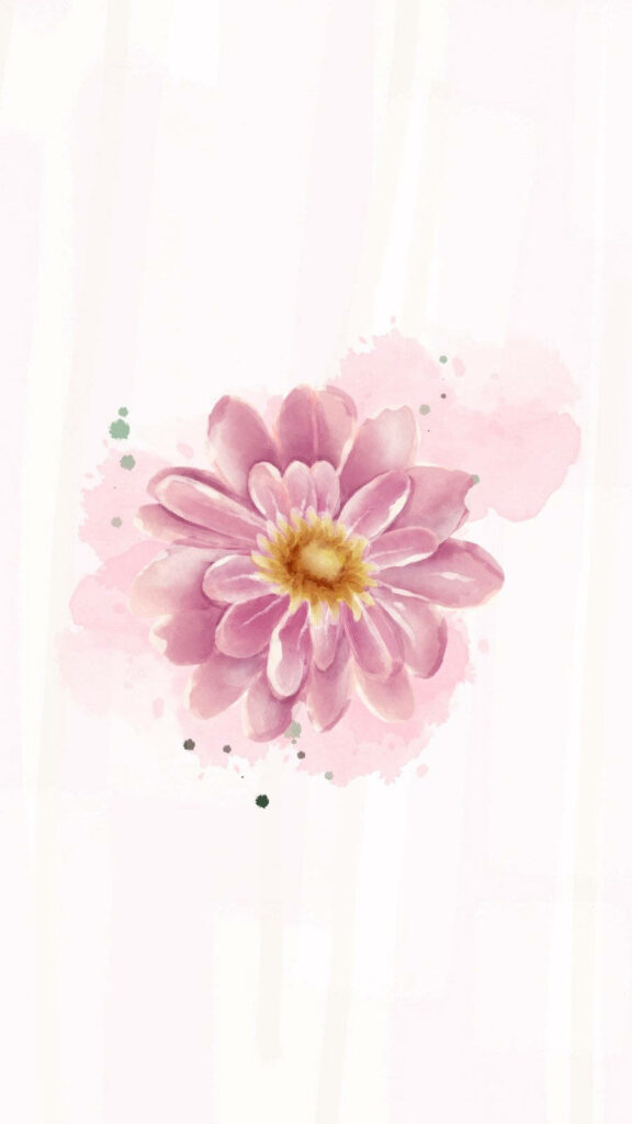 Charming Pink Dahlia Watercolor Wallpaper for Soft Spring Background