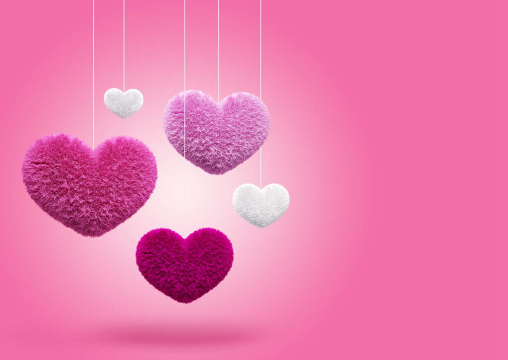 Fluffy Pink & White Heart Wallpaper: Love & Affection Background