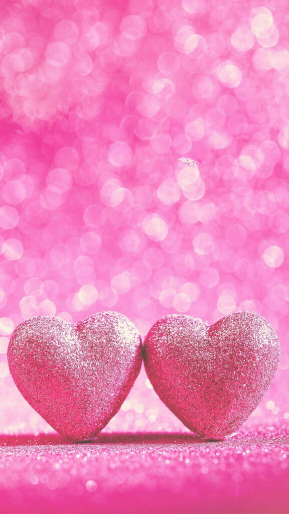 Romantic Pink Hearts Wallpaper with Soft Bokeh Elegance