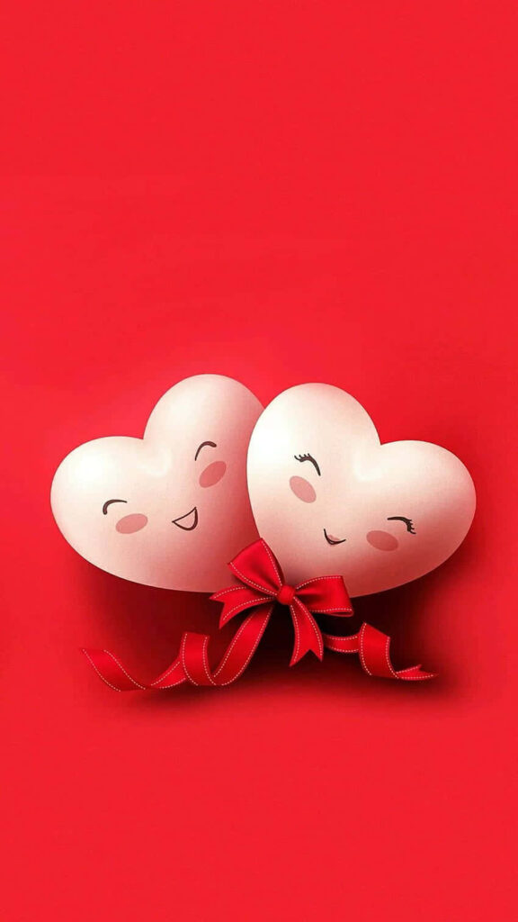 Charming Pink Hearts Wallpaper: Cheerful Design on Vibrant Red