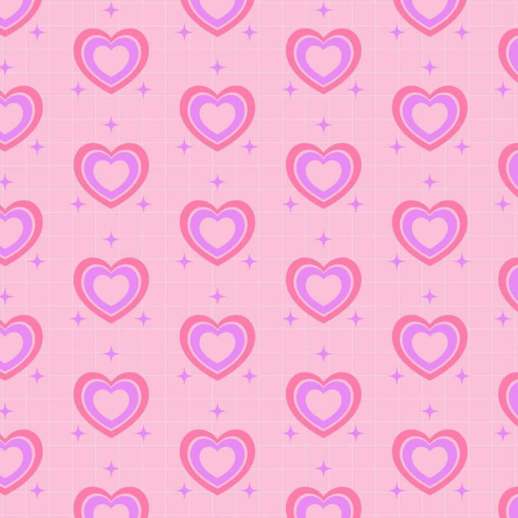 Charming Pink Hearts & Stars Wallpaper Background - Playful Design