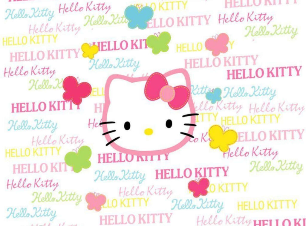Charming Hello Kitty Pink Wallpaper with Butterflies for Laptops