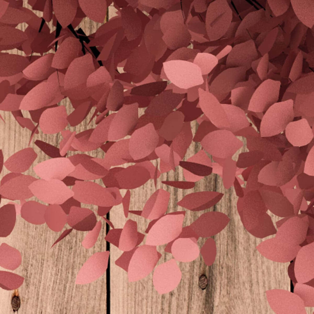 Charming Pink Leaves Wallpaper on Rustic Wooden Background