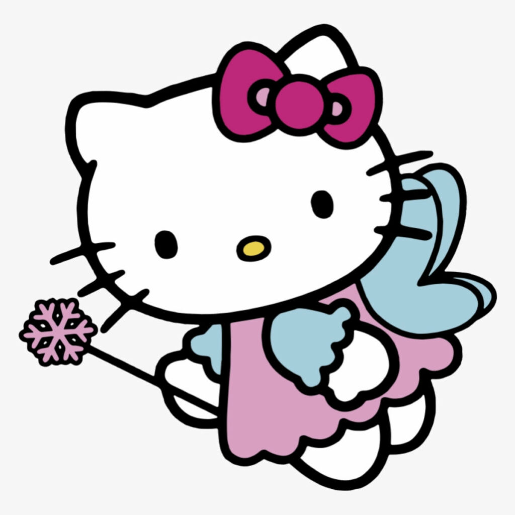 Playful Pink Character Wallpaper with Bow and Magic Wand