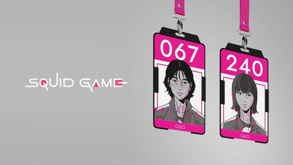 Playful Pink Identification Cards - Revealing the Competitors of Squid Game: Players 067 and 240 Wallpaper