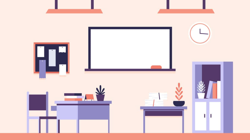 Charming Pink & Purple Classroom Vector Art Wallpaper Background