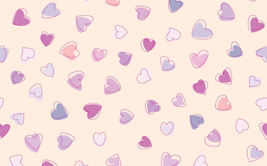 Charming Pink & Purple Heart Wallpaper on Soft Beige Background