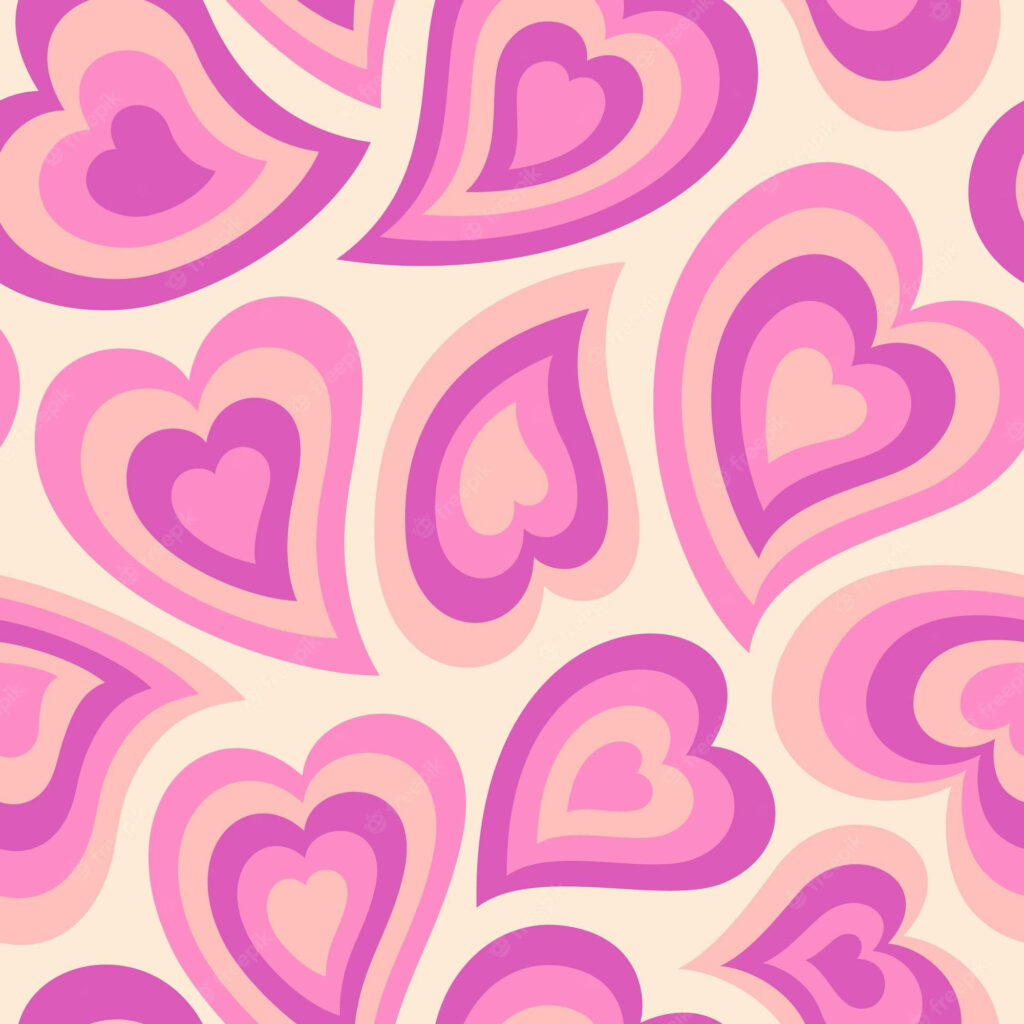 Charming Pink & Purple Heart Pattern Wallpaper on Cream Background